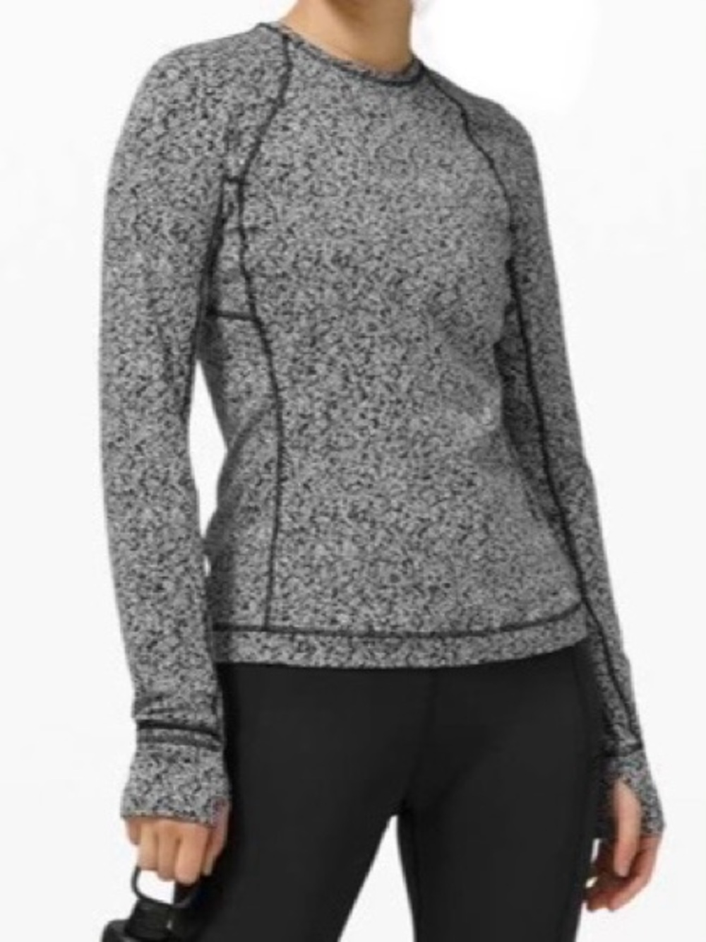 LULULEMON RUNDERFUL LONG SLEEVE IN SCATTERED HERRINGBONE BLACK/WHITE